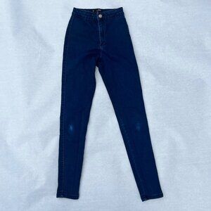 High Waist Tube Skinny Jeans By Vice Dark Blue Denim Womens Size UK 8 / US 4
